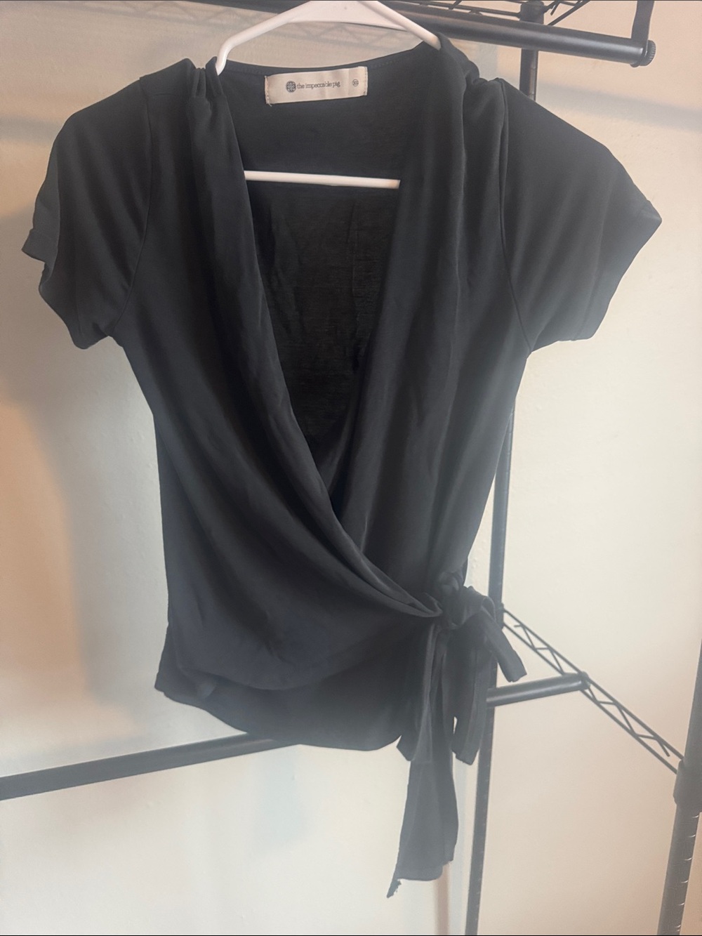 The Impeccable Pig Black Short-Sleeve Wrap Top